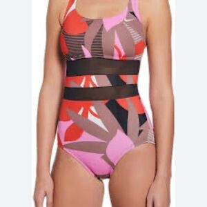 NIKE Colorful Leaf Print Swimsuit